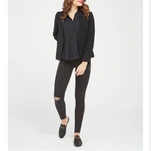 SPANX Distressed Denim Leggings Vintage Black Large